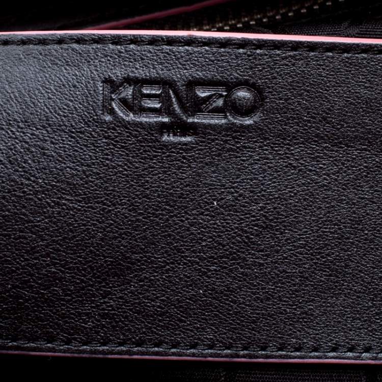 Pre Owned KENZO Red Leather K Logo Shopper Tote