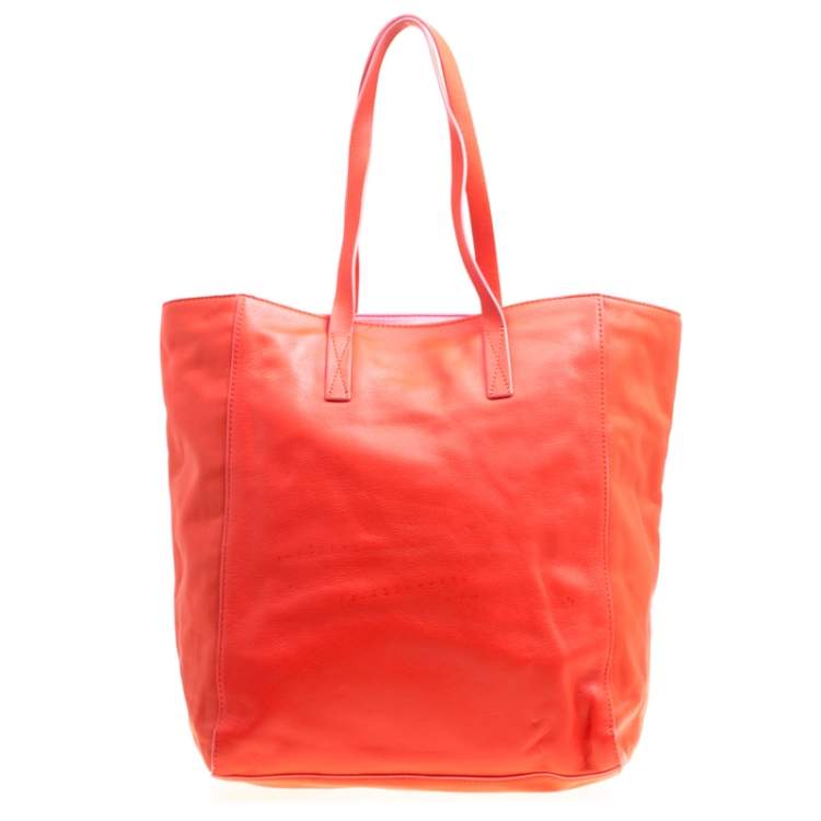 Pre Owned KENZO Red Leather K Logo Shopper Tote