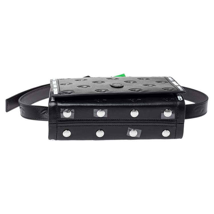 Pre Owned Kenzo Black Leather Kontact Eye Embossed Belt Bag