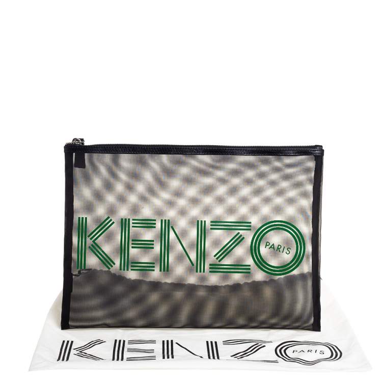 Pre Owned Kenzo Green/Black Mesh Clutch