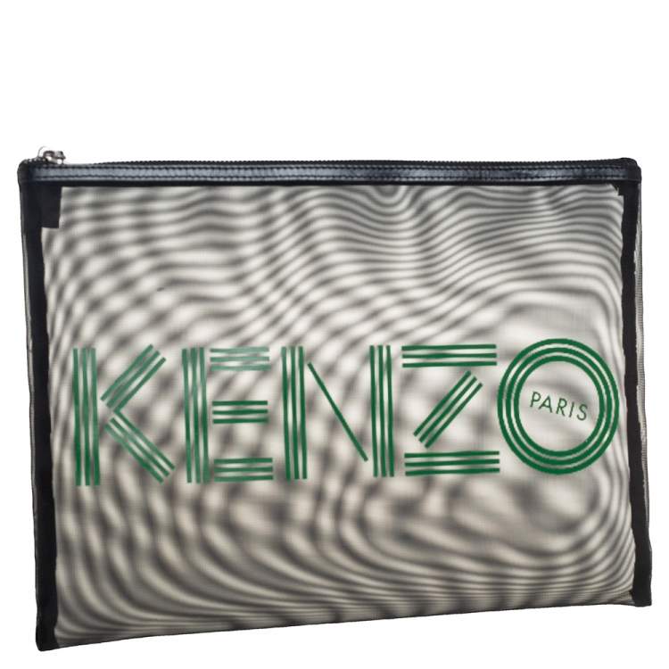 Pre Owned Kenzo Green/Black Mesh Clutch