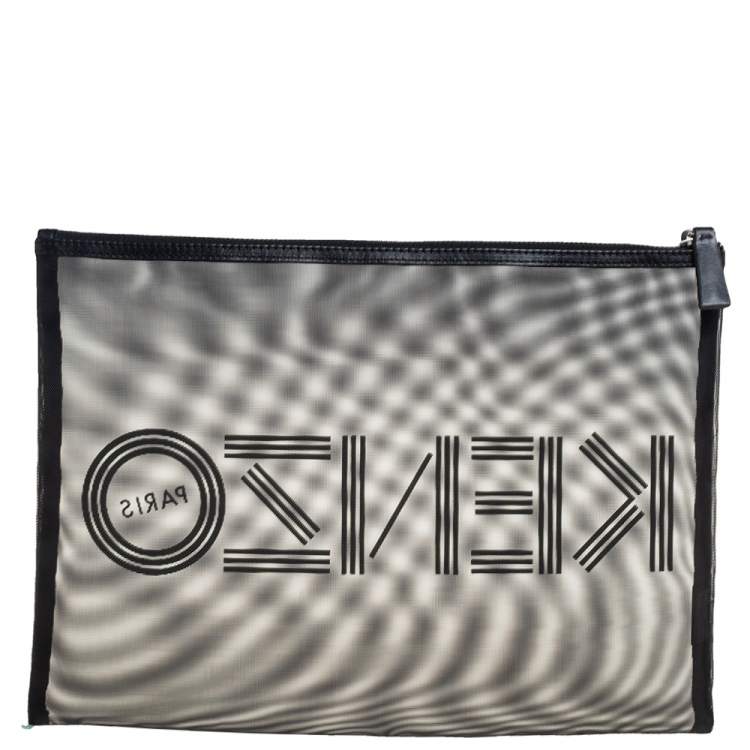 Pre Owned Kenzo Green/Black Mesh Clutch