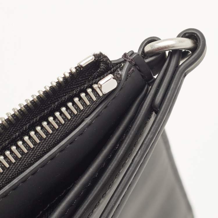 Pre Owned Kenzo Black Tiger Engraved Leather Wristlet Pouch