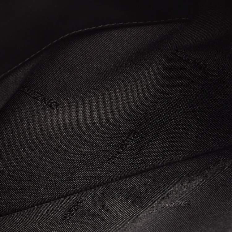 Pre Owned Kenzo Black Tiger Engraved Leather Wristlet Pouch