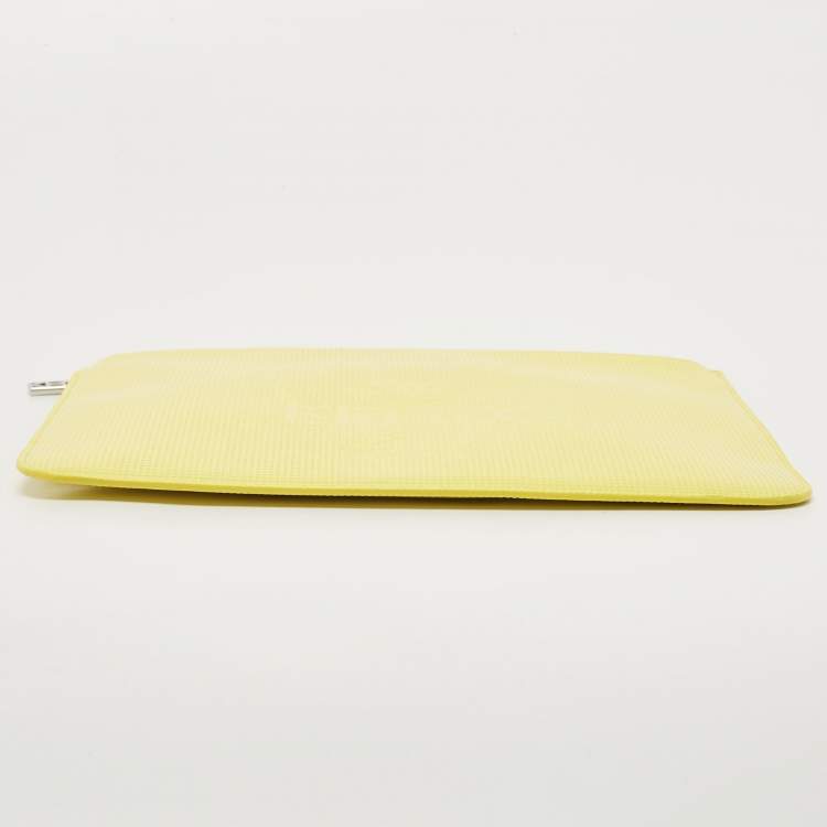 Pre Owned Kenzo Yellow Vinyl Tiger Motif Slim Clutch