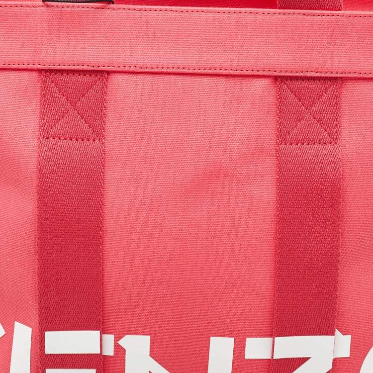Pre Owned Kenzo Pink Canvas Logo Shopper Tote