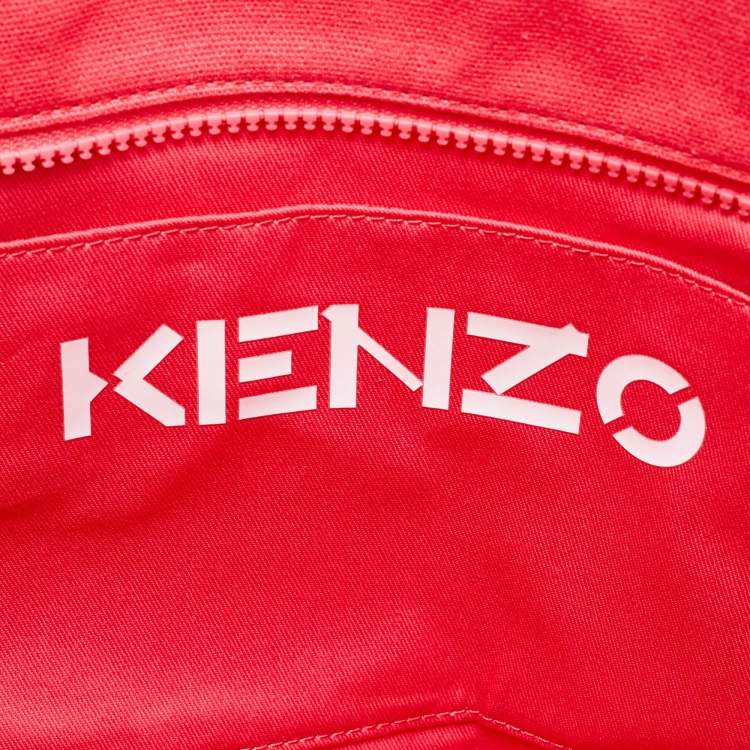 Pre Owned Kenzo Pink Canvas Logo Shopper Tote