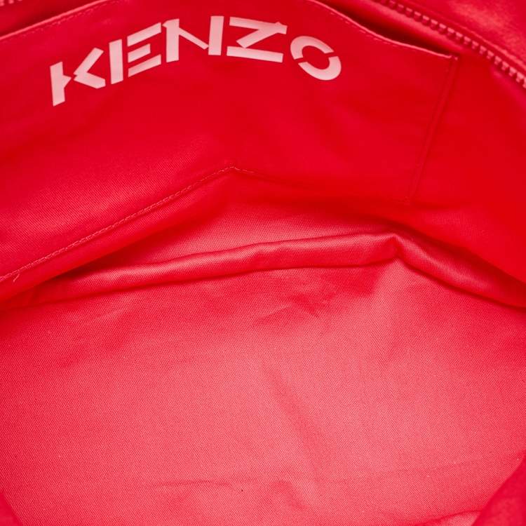 Pre Owned Kenzo Pink Canvas Logo Shopper Tote