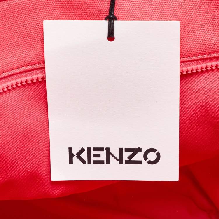 Pre Owned Kenzo Pink Canvas Logo Shopper Tote