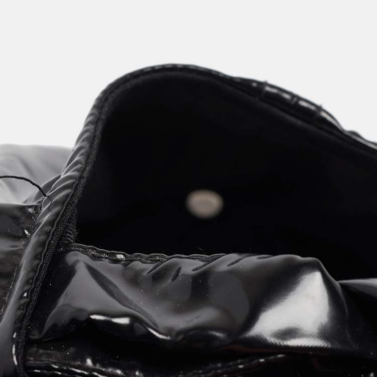 Pre Owned Kenzo Black/Brown Faux Leather Applique Detail Baseball Cap 