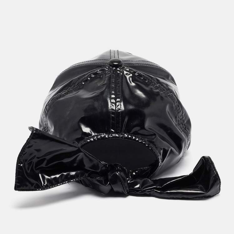 Pre Owned Kenzo Black/Brown Faux Leather Applique Detail Baseball Cap 