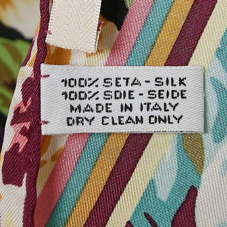 Pre Owned Kenzo Purple Floral Printed Silk Square Scarf
