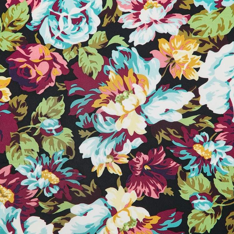 Pre Owned Kenzo Purple Floral Printed Silk Square Scarf
