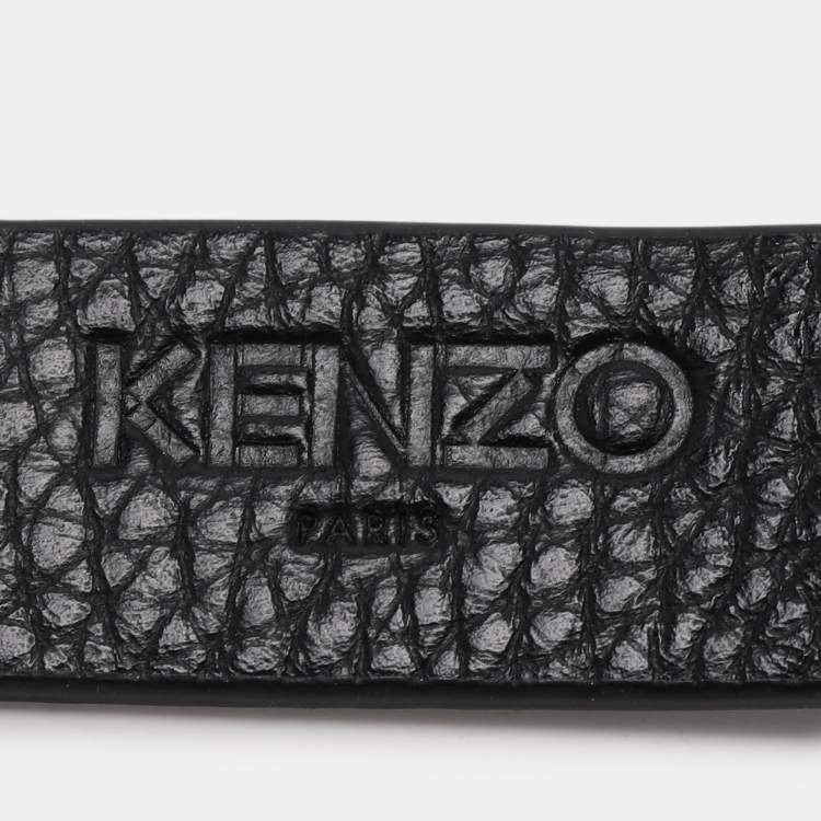 Pre Owned Kenzo Black/Navy Blue Leather Waist Belt 