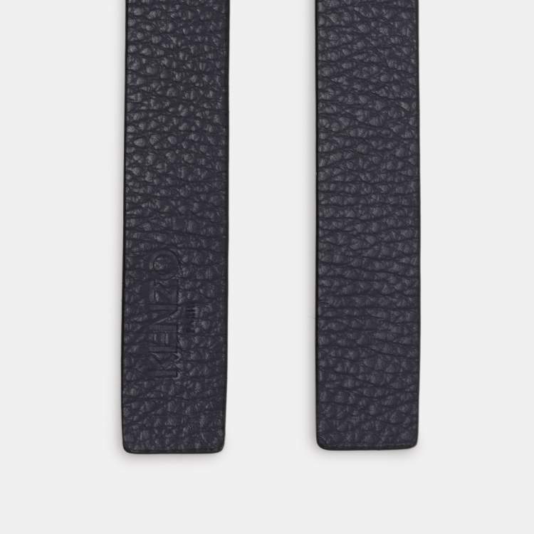 Pre Owned Kenzo Black/Navy Blue Leather Waist Belt 