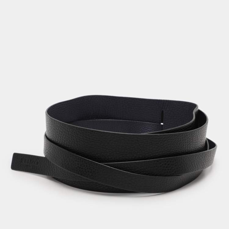 Pre Owned Kenzo Black/Navy Blue Leather Waist Belt 