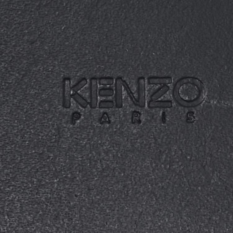 Pre Owned Kenzo Black Leather Metal Detail Wide Waist Belt M