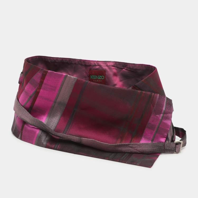 Pre Owned Kenzo Purple Strip Satin Wrap Belt L