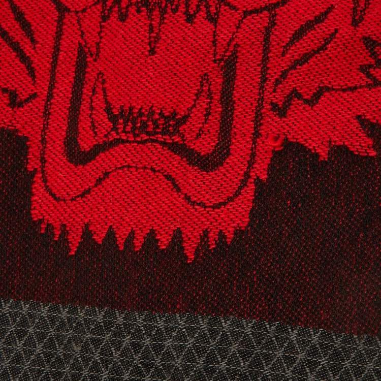 Pre Owned Kenzo Multicolor Logo Print Wool Blend Scarf