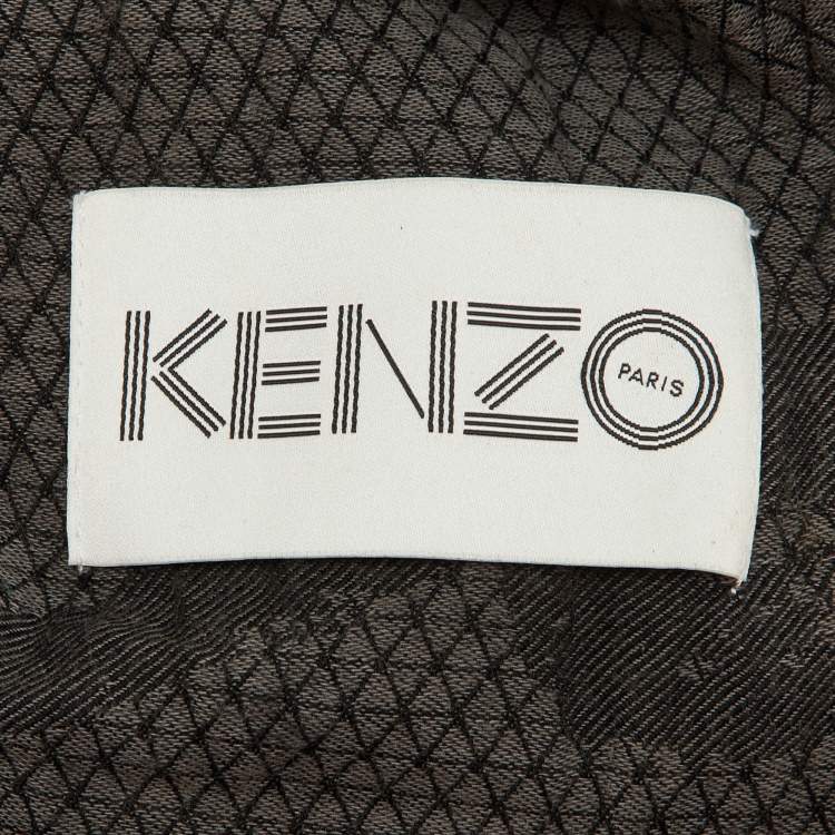 Pre Owned Kenzo Multicolor Logo Print Wool Blend Scarf