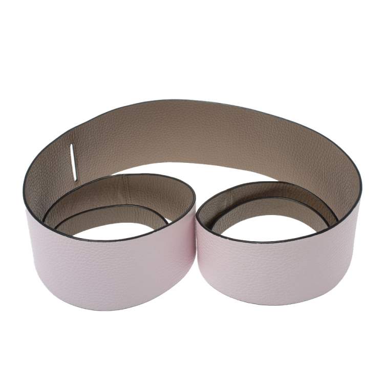 Pre Owned Kenzo Light Pink/Dark Beige Leather Reversible Wrap Waist Belt
