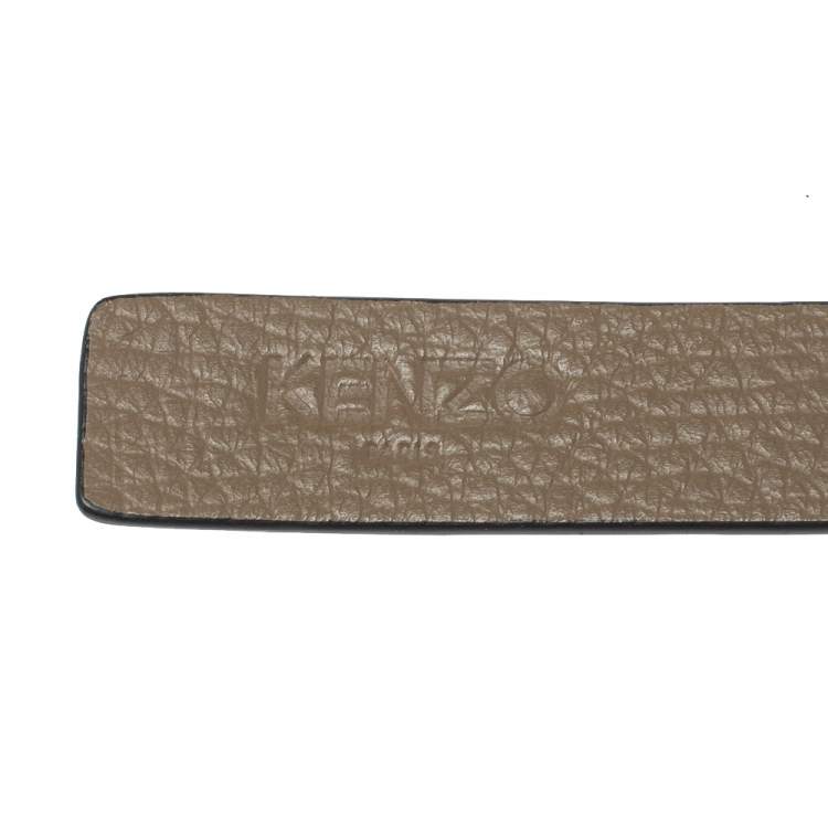Pre Owned Kenzo Light Pink/Dark Beige Leather Reversible Wrap Waist Belt