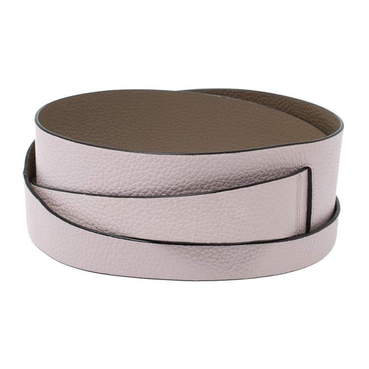 Pre Owned Kenzo Light Pink/Dark Beige Leather Reversible Wrap Waist Belt
