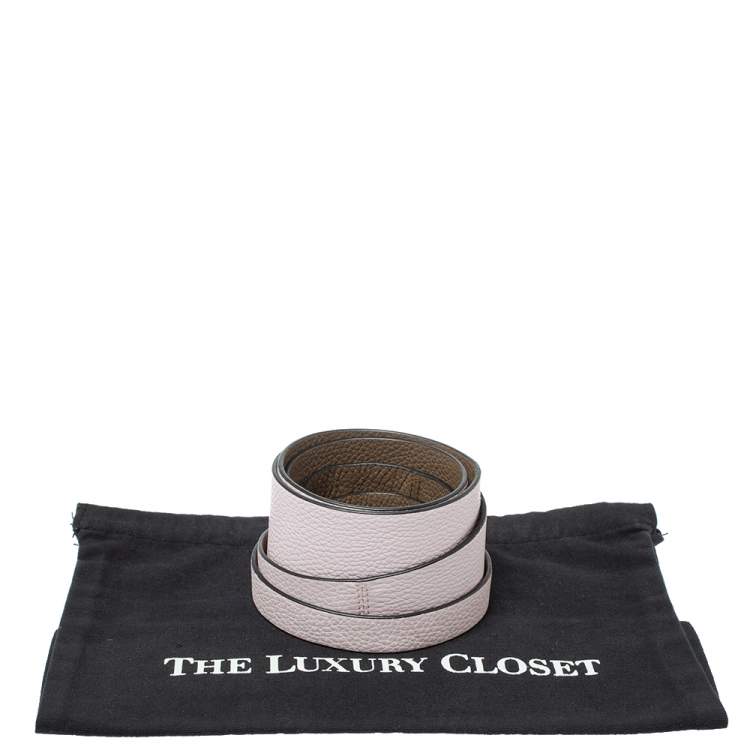Pre Owned Kenzo Light Pink/Dark Beige Leather Reversible Wrap Waist Belt