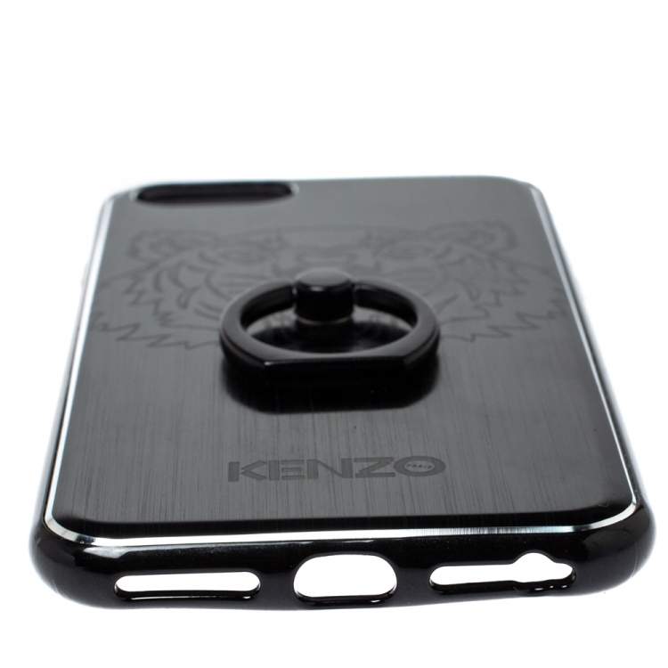 Pre Owned Kenzo Black PVC Tiger Print iPhone 7/8 Case