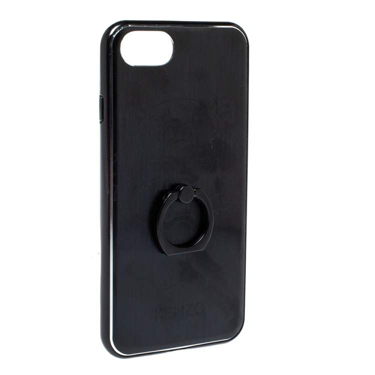 Pre Owned Kenzo Black PVC Tiger Print iPhone 7/8 Case