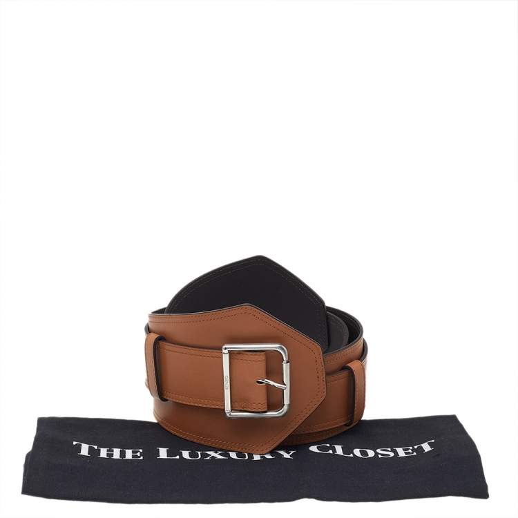 Pre Owned Kenzo Tan Leather Waist Belt 75CM
