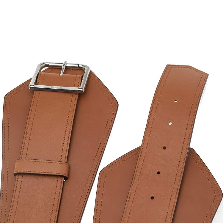Pre Owned Kenzo Tan Leather Waist Belt 75CM