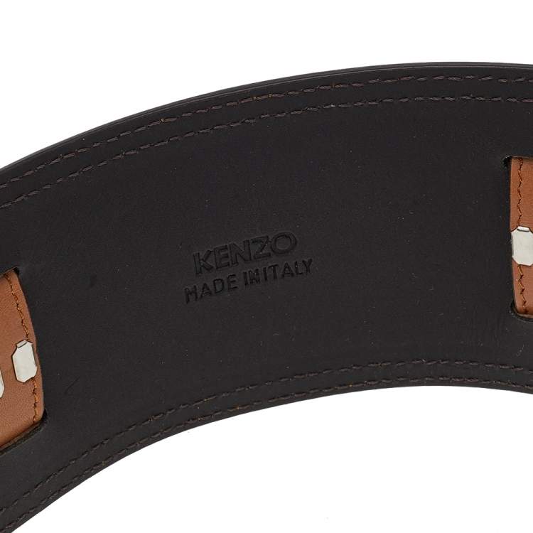 Pre Owned Kenzo Tan Leather Waist Belt 75CM
