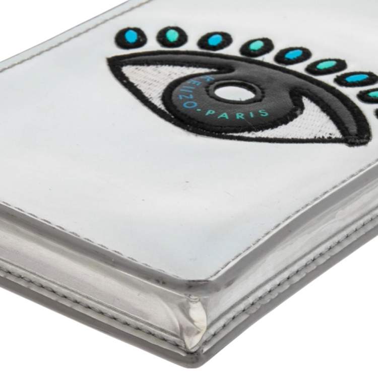 Pre Owned Kenzo Silver Patent Leather Phone Case Crossbody Bag