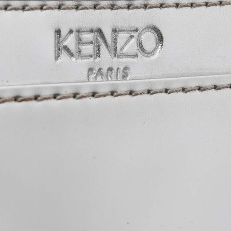 Pre Owned Kenzo Silver Patent Leather Phone Case Crossbody Bag