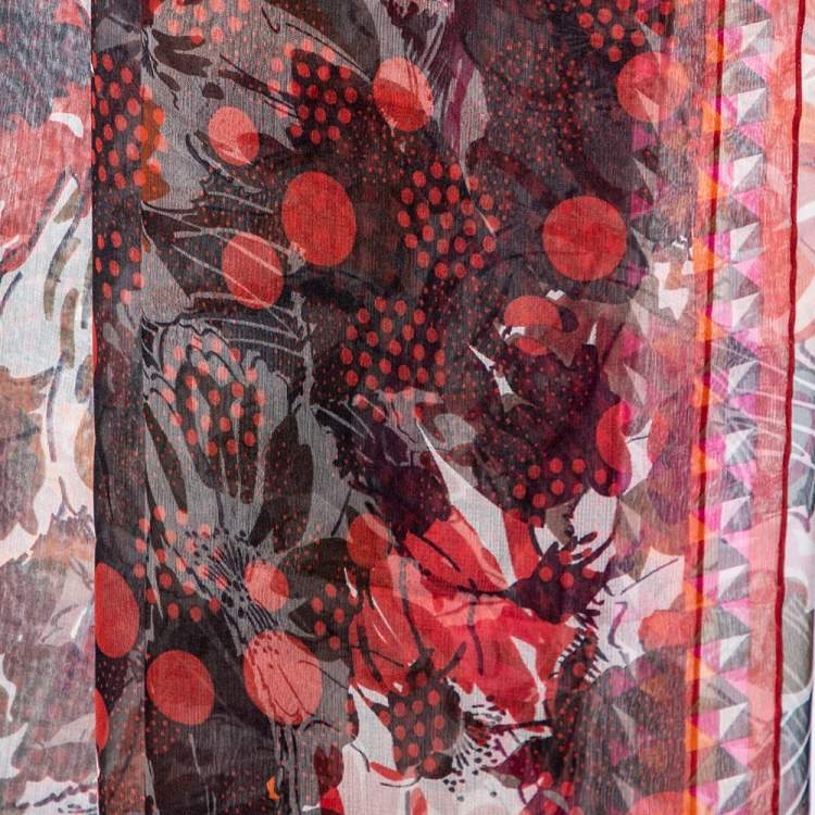 Pre Owned Kenzo Multicolor Floral Print Silk Scarf