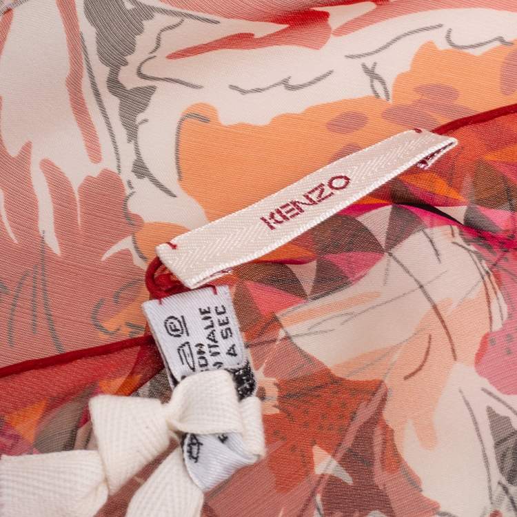 Pre Owned Kenzo Multicolor Floral Print Silk Scarf