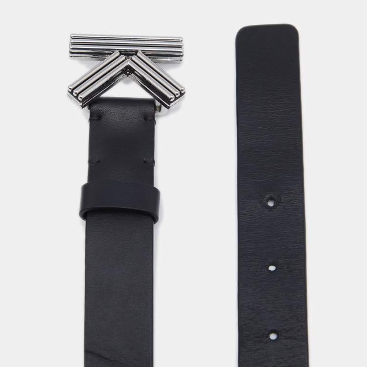 Pre Owned Kenzo Black Leather K Logo Belt 85CM