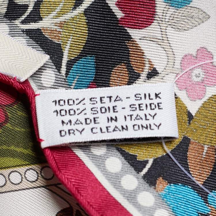 Pre Owned Kenzo Multicolour Logo Floral Print Silk Square Scarf