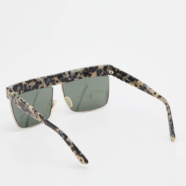 Pre Owned Kenzo Grey Tortoiseshell/Grey KZ3182 Rectangle Sunglasses