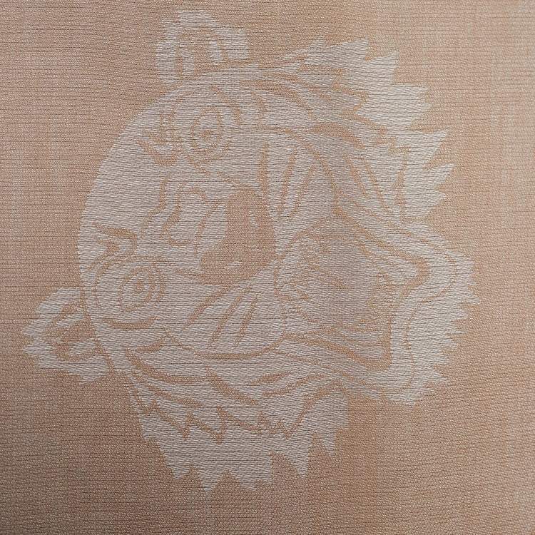 Pre Owned Kenzo Beige Tiger Motif Jacquard  Scarf