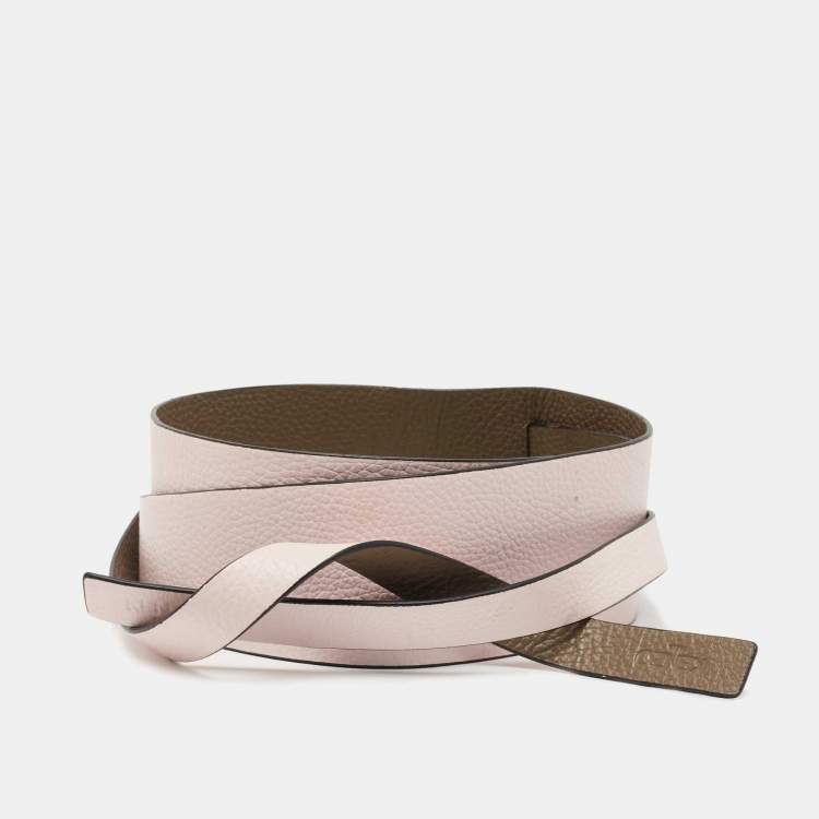 Pre Owned Kenzo Pink/Grey Leather Wrap Waist Reversible Belt