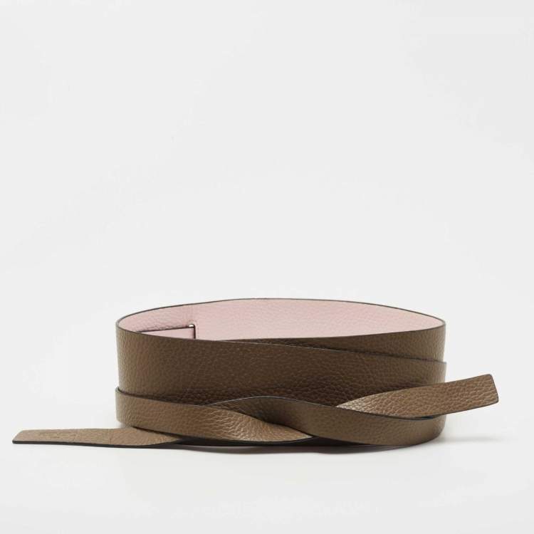Pre Owned Kenzo Pink/Grey Leather Wrap Waist Reversible Belt