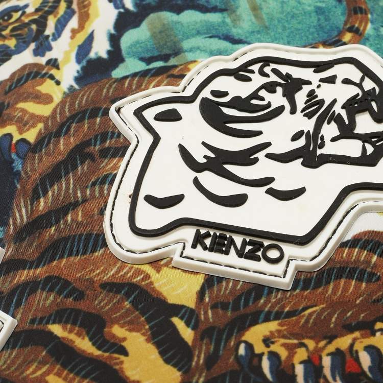 Pre Owned Kenzo Multicolor Printed Nylon Flying Tiger Zip Pouch