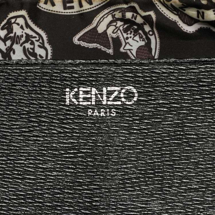 Pre Owned Kenzo Multicolor Printed Nylon Flying Tiger Zip Pouch