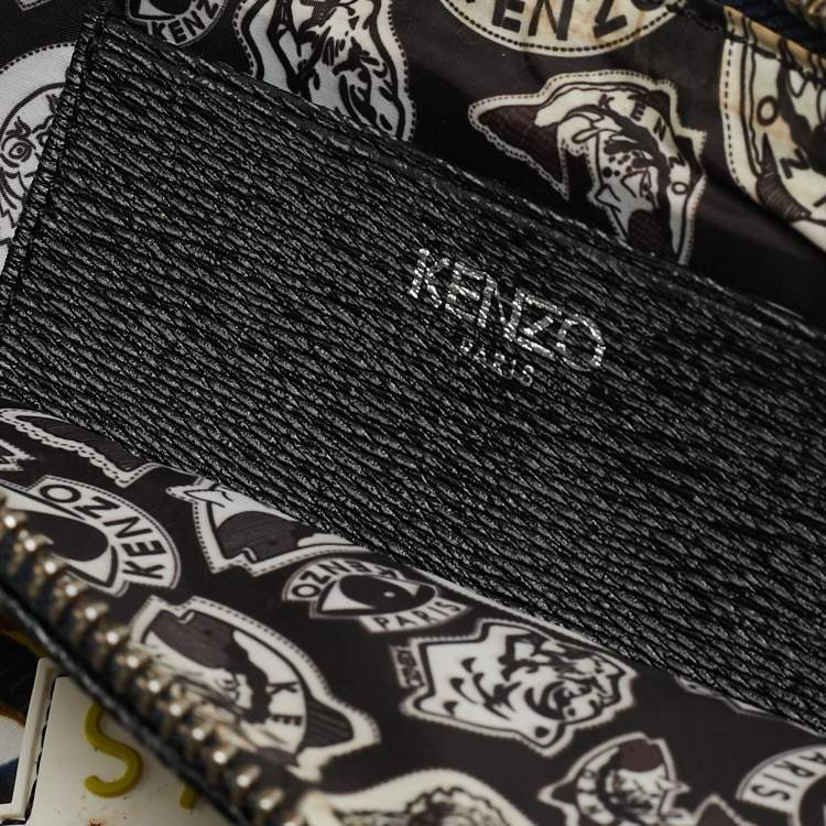 Pre Owned Kenzo Multicolor Printed Nylon Flying Tiger Zip Pouch