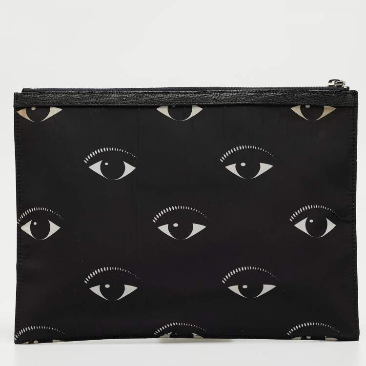Pre Owned Kenzo Multicolor Printed Nylon Flying Tiger Zip Pouch