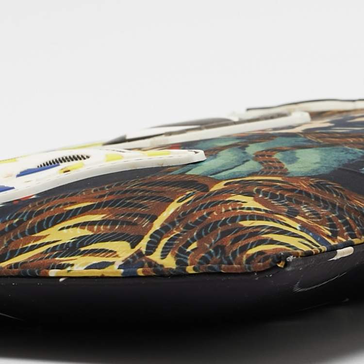 Pre Owned Kenzo Multicolor Printed Nylon Flying Tiger Zip Pouch
