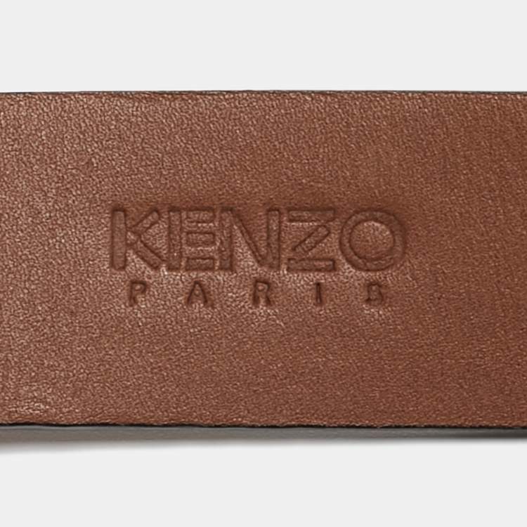 Pre Owned Kenzo Brown Leather Logo Buckle Belt L