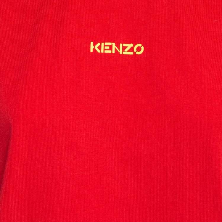 Pre Owned Kenzo Red Logo Print Cotton T-Shirt S